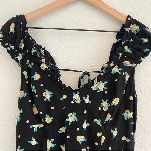 Free People Black Mini Dress with Sweetheart Neckline and Flutter Sleeves - Picture 3 of 9